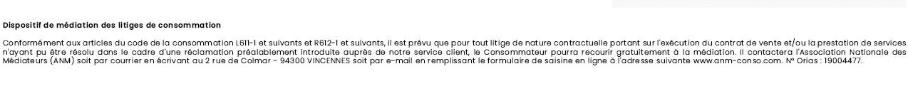 Dispositif de médiation des litiges de consommation
